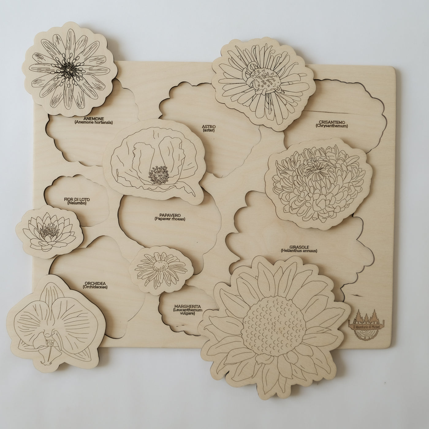 puzzle legno montessori fiori